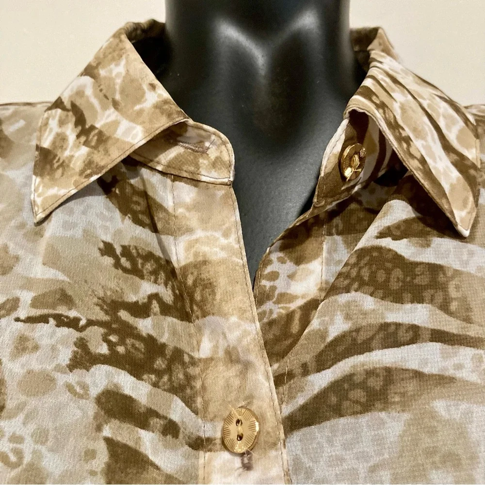 Women’s Sheer Animal Print Blouse Long Sleeve S JM Collection NWT - Picture 6 of 14